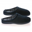 Male Memory foam Slippers - Blue Velvet Vamp w/ checked  9-10